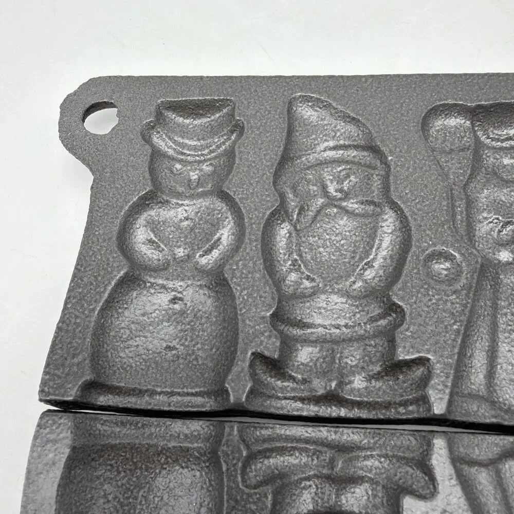 John Wright Cast Iron Candy Mold Christmas Snowman, Angel, Elf, Caroler